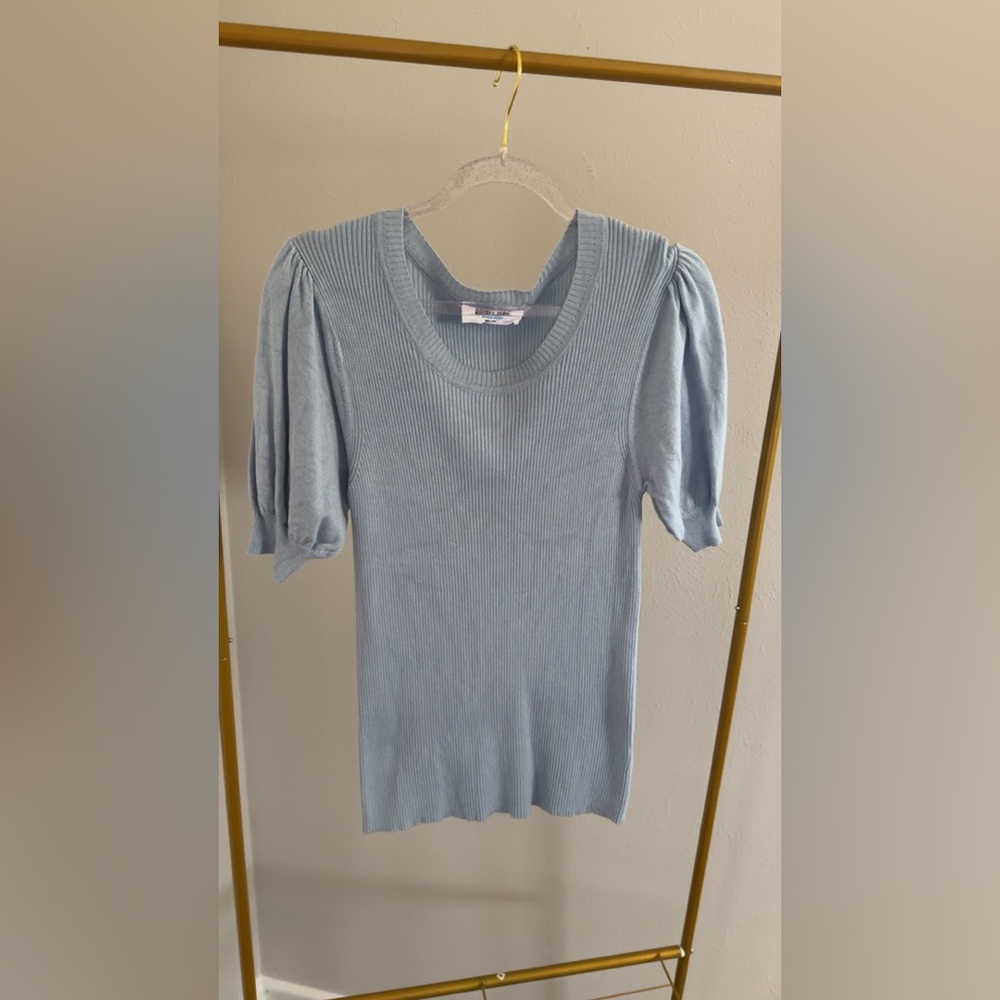 Light Blue Ribbed Knit Top